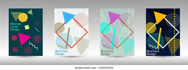 Plantilla de diseño moderna. Antecedentes modernos de Memphis. Diseño artístico de la cubierta geométrica. Portada de moda, pancarta, afiche, folleto. Fondos de colores creativos. 