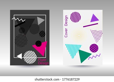 Plantilla de diseño moderna. Antecedentes modernos de Memphis. Diseño artístico de la cubierta geométrica. Portada de moda, pancarta, afiche, folleto. Fondos de colores creativos. 