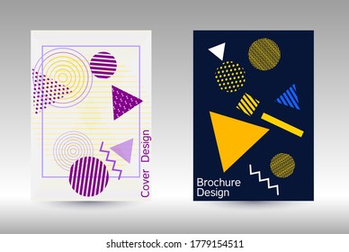 Plantilla de diseño moderna. Antecedentes modernos de Memphis. Diseño artístico de la cubierta geométrica. Portada de moda, pancarta, afiche, folleto. Fondos de colores creativos. 