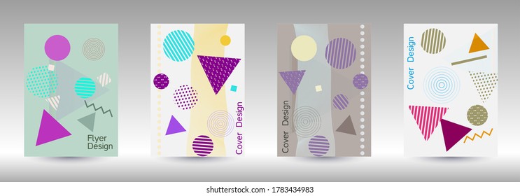 Modern design template. Modern Memphis background. Artistic geometric cover design. Fashionable  cover, banner, poster, booklet. Creative colors backgrounds. Vector.