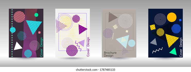 Modern design template. Modern Memphis background. Artistic geometric cover design. Fashionable  cover, banner, poster, booklet. Creative colors backgrounds. Vector.