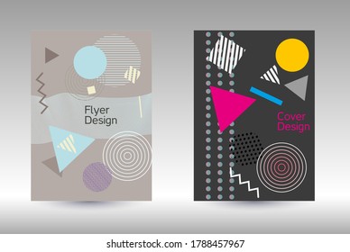 Plantilla de diseño moderna. Antecedentes modernos de Memphis. Diseño artístico de la cubierta geométrica. Portada de moda, pancarta, afiche, folleto. Fondos de colores creativos. 