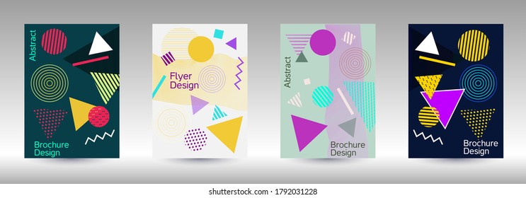 Moderne Design-Vorlage. Moderner Memphis-Hintergrund. Künstliches geometrisches Cover-Design. Modische Abdeckung, Banner, Poster, Broschüre. Kreative Farbhintergründe. 