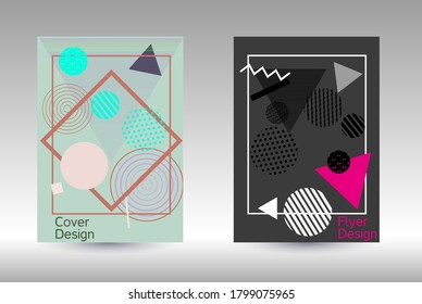 Modern design template. Modern Memphis background. Artistic geometric cover design. Fashionable  cover, banner, poster, booklet. Creative colors backgrounds. 