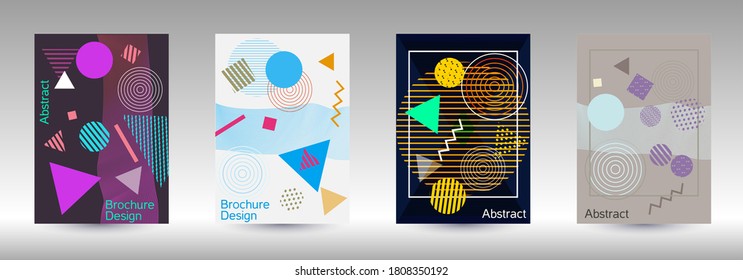 Modern design template. Modern Memphis background. Artistic geometric cover design. Fashionable  cover, banner, poster, booklet. Creative colors backgrounds. 