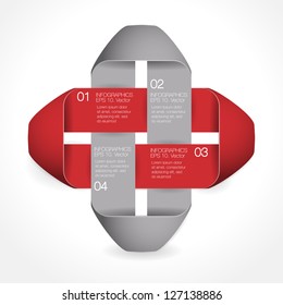 Modern Design template. Numbered banners. Horizontal lines. Graphic or website layout vector. Paper texture. Red and Grey