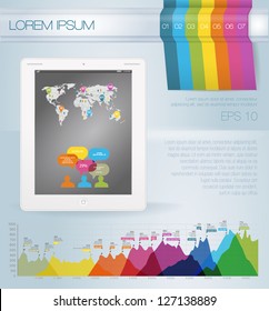 Modern design template numbered banners with tablet. infographics. Rainbow collor