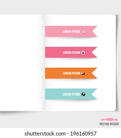 Modern Design template of paper with ribbons, infographics background. Vector illustration.