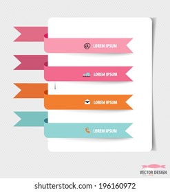 Plantilla moderna de diseño de papel con cintas, fondo de infografía. Ilustración vectorial.