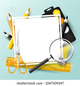 Modern design template with school accessories and space for your text