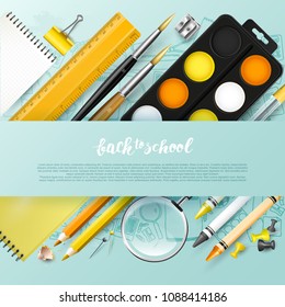 Modern design template with school accessories 