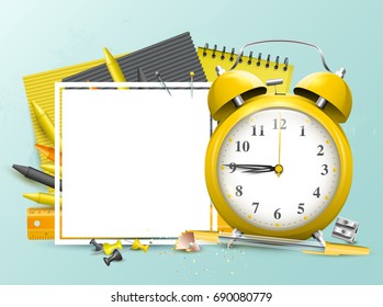 Modern design template with school accessories and empty space for your message