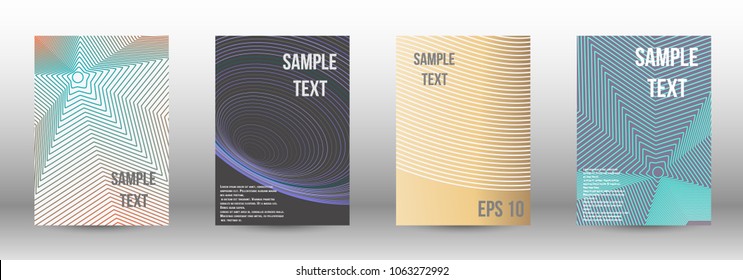 Modern design template. A set of modern abstract covers. Creative backgrounds from abstract lines to create a fashionable abstract cover, banner, poster, booklet. Vector illustration. EPS 10.