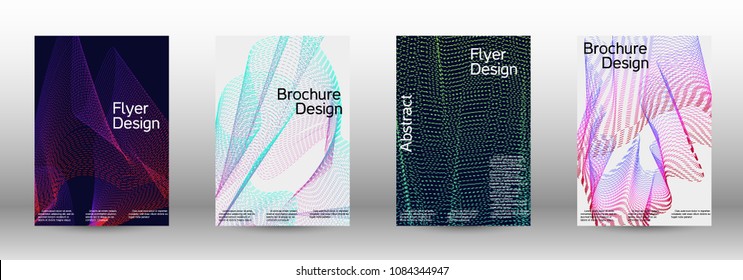 Modern design template. A set of modern abstract covers. Creative sound backgrounds from abstract gradient wave lines to create a trendy abstract cover, banner, poster, booklet.