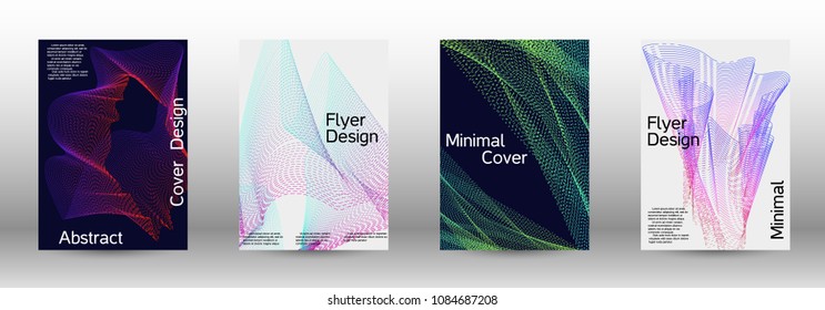 Modern design template. A set of modern abstract covers. Creative sound backgrounds from abstract gradient wave lines to create a trendy abstract cover, banner, poster, booklet.