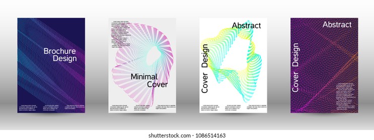 Modern design template. A set of modern abstract covers. Creative sound backgrounds from abstract gradient wave lines to create a trendy abstract cover, banner, poster, booklet.