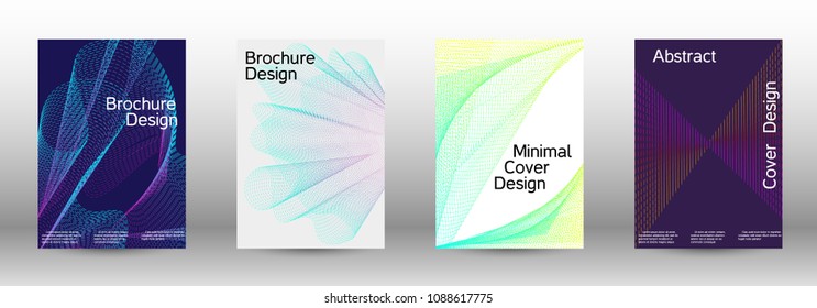 Modern design template. A set of modern abstract covers. Creative sound backgrounds from abstract gradient wave lines to create a trendy abstract cover, banner, poster, booklet.