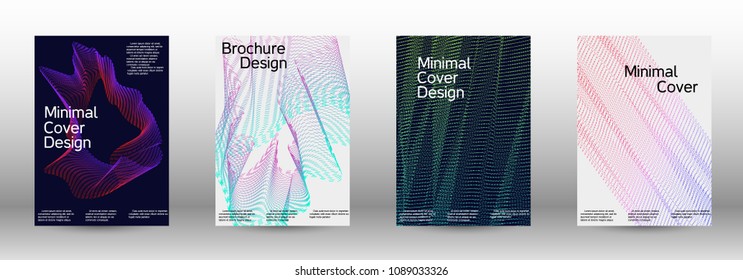Modern design template. A set of modern abstract covers. Creative sound backgrounds from abstract gradient wave lines to create a trendy abstract cover, banner, poster, booklet.