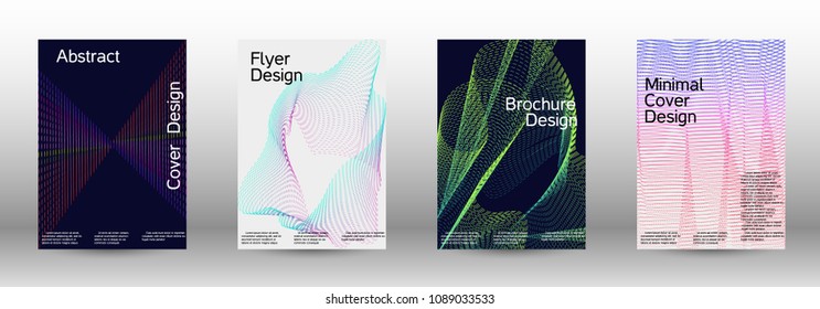 Modern design template. A set of modern abstract covers. Creative sound backgrounds from abstract gradient wave lines to create a trendy abstract cover, banner, poster, booklet.