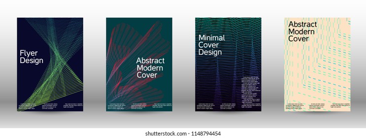 Modern design template. A set of modern abstract covers. Minimal vector cover design with abstract lines. Fashionable style.  Sound flyer for creating a fashionable abstract cover, banner,poster.