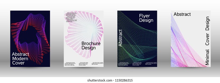 Modern design template. A set of modern abstract covers. Minimal vector cover design with abstract lines. Suitable for creating a fashionable abstract cover, banner, poster, booklet.