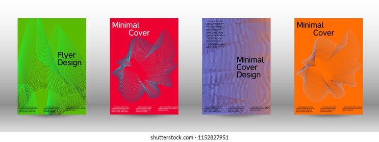 Modern design template. A set of modern abstract covers. Minimal vector cover design with abstract lines. Fashionable style.  Sound flyer for creating a fashionable abstract cover, banner,poster.
