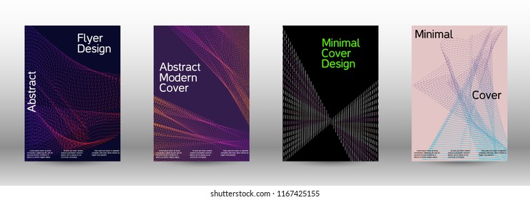 Modern design template. A set of modern abstract covers. Minimal vector cover design with abstract lines. Fashionable style.  Sound flyer for creating a fashionable abstract cover, banner,poster.