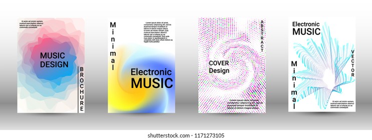 Modern design template. A set of modern abstract covers. Creative sound backgrounds from abstract lines, gradient wave, halftone to create a fashionable abstract cover, banner, poster, booklet.