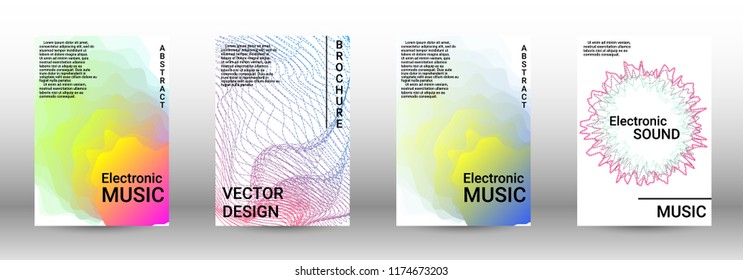 Modern design template. A set of modern abstract covers. Creative sound backgrounds from abstract lines, gradient wave, halftone to create a fashionable abstract cover, banner, poster, booklet.