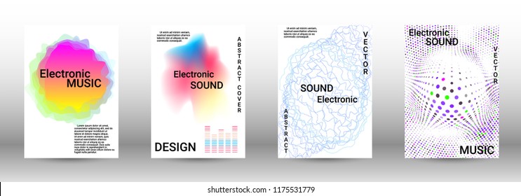 Modern design template. A set of modern abstract covers. Creative sound backgrounds from abstract lines, gradient wave, halftone to create a fashionable abstract cover, banner, poster, booklet.