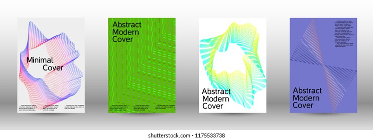 Modern design template. A set of modern abstract covers. Minimal vector cover design with abstract lines. Fashionable style.  Suitable for creating a fashionable abstract cover, banner, poster.