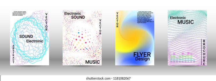 Modern design template. A set of modern abstract covers. Creative sound backgrounds from abstract lines, gradient wave, halftone to create a fashionable abstract cover, banner, poster, booklet.