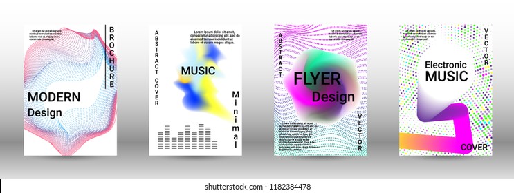 Modern design template. A set of modern abstract covers. Creative sound backgrounds from abstract lines, gradient wave, halftone to create a fashionable abstract cover, banner, poster, booklet.