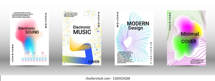 Modern design template. A set of modern abstract covers. Creative sound backgrounds from abstract lines, gradient wave, halftone to create a fashionable abstract cover, banner, poster, booklet.