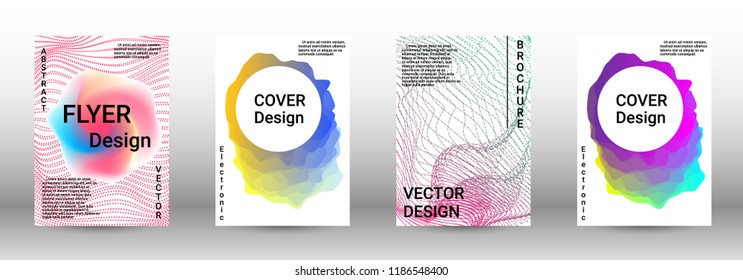 Modern design template. A set of modern abstract covers. Creative sound backgrounds from abstract lines, gradient wave, halftone to create a fashionable abstract cover, banner, poster, booklet.
