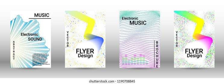 Modern design template. A set of modern abstract covers. Creative sound backgrounds from abstract lines, gradient wave, halftone to create a fashionable abstract cover, banner, poster, booklet.