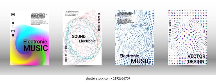 Modern design template. A set of modern abstract covers. Creative sound backgrounds from abstract lines, gradient wave, halftone to create a fashionable abstract cover, banner, poster, booklet.