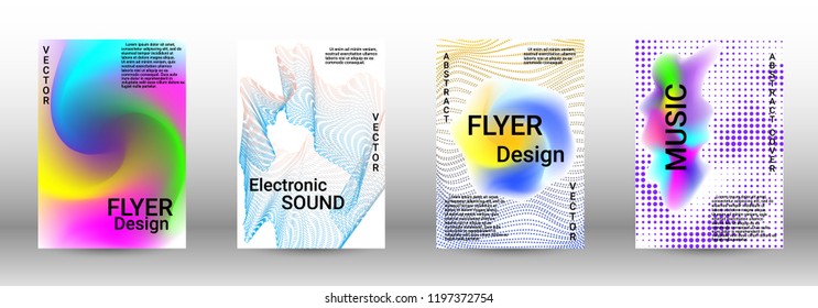 Modern design template. A set of modern abstract covers. Creative sound backgrounds from abstract lines, gradient wave, halftone to create a fashionable abstract cover, banner, poster, booklet.