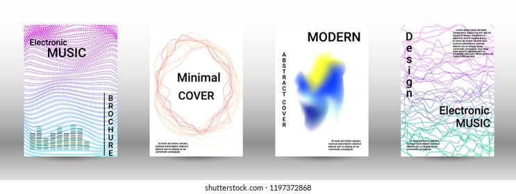Modern design template. A set of modern abstract covers. Creative sound backgrounds from abstract lines, gradient wave, halftone to create a fashionable abstract cover, banner, poster, booklet.