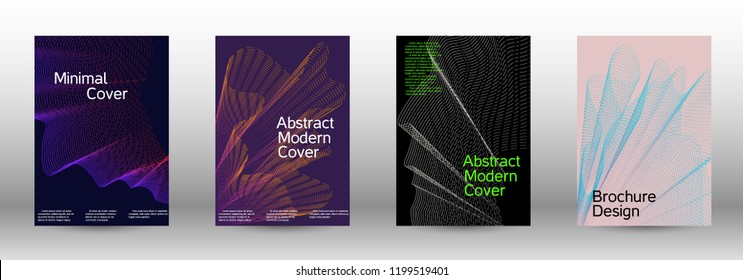 Modern design template. A set of modern abstract covers. Minimal vector cover design with abstract lines. Fashionable style.  Sound flyer for creating a fashionable abstract cover, banner,poster.