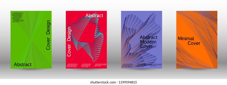 Modern design template. A set of modern abstract covers. Minimal vector cover design with abstract lines. Fashionable style.  Sound flyer for creating a fashionable abstract cover, banner,poster.