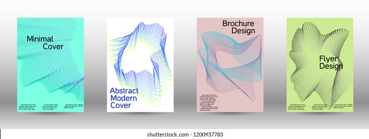 Modern design template. A set of modern abstract covers. Minimal vector cover design with abstract lines. Fashionable style.  Sound flyer for creating a fashionable abstract cover, banner,poster.