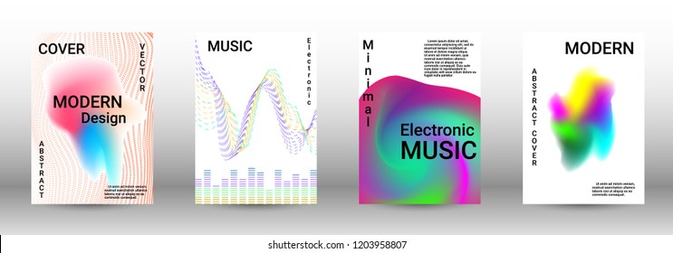 Modern design template. A set of modern abstract covers. Creative sound backgrounds from abstract lines, gradient wave, halftone to create a fashionable abstract cover, banner, poster, booklet.