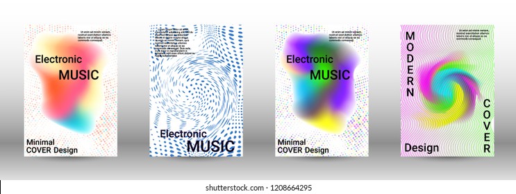 Modern design template. A set of modern abstract covers. Creative sound backgrounds from abstract lines, gradient wave, halftone to create a fashionable abstract cover, banner, poster, booklet.