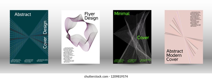Modern design template. A set of modern abstract covers. Minimal vector cover design with abstract lines. Fashionable style.  Suitable for creating a fashionable abstract cover, banner, poster.