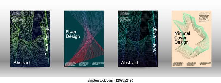 Modern design template. A set of modern abstract covers. Minimal vector cover design with abstract lines. Fashionable style.  Suitable for creating a fashionable abstract cover, banner, poster.