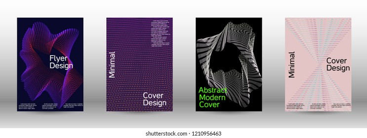 Modern design template. A set of modern abstract covers. Minimal vector cover design with abstract lines. Fashionable style.  Sound flyer for creating a fashionable abstract cover, banner,poster.