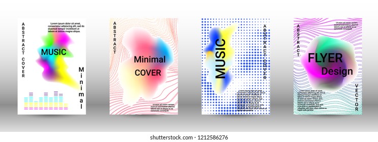 Modern design template. A set of modern abstract covers. Creative sound backgrounds from abstract lines, gradient wave, halftone to create a fashionable abstract cover, banner, poster, booklet.