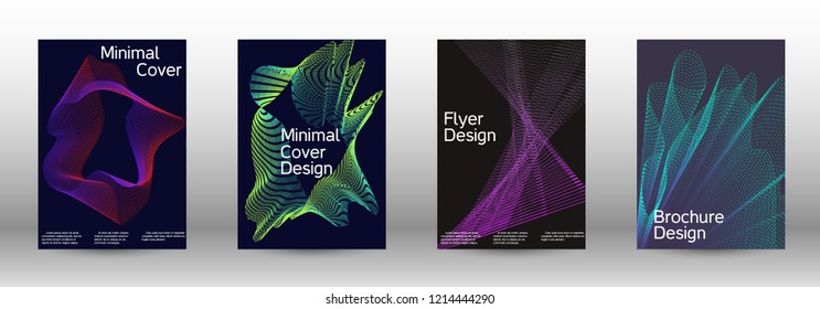 Modern design template. A set of modern abstract covers. Minimal vector cover design with abstract lines. Fashionable style.  Suitable for creating a fashionable abstract cover, banner, poster.