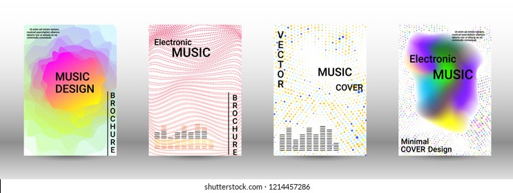 Modern design template. A set of modern abstract covers. Creative sound backgrounds from abstract lines, gradient wave, halftone to create a fashionable abstract cover, banner, poster, booklet.